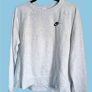 Nike Light Heather Gray Crewneck Sweatshirt with Black Swoosh